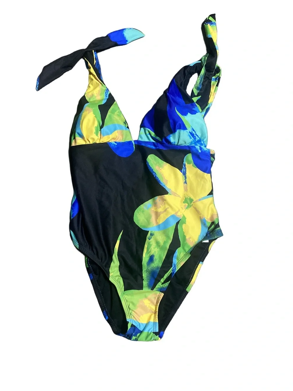 Social Angel Floral Tie-Strap One Piece Swimsuit NWT Size Medium